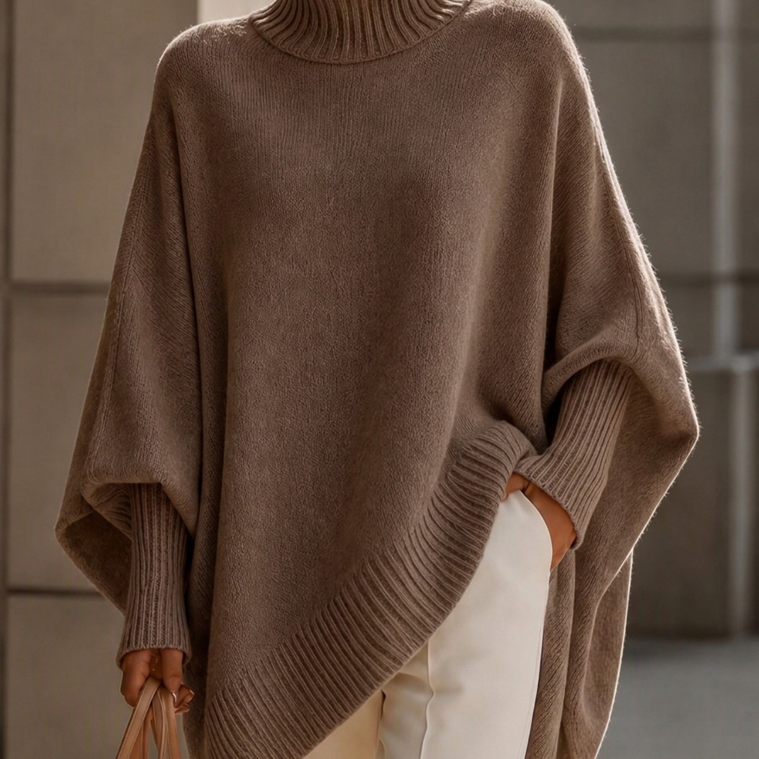 TEMU Pull grande taille pour femme, coupe décontractée de style français, col , manches chauve-souris , couleur unie, et lisse, haut haut de gamme