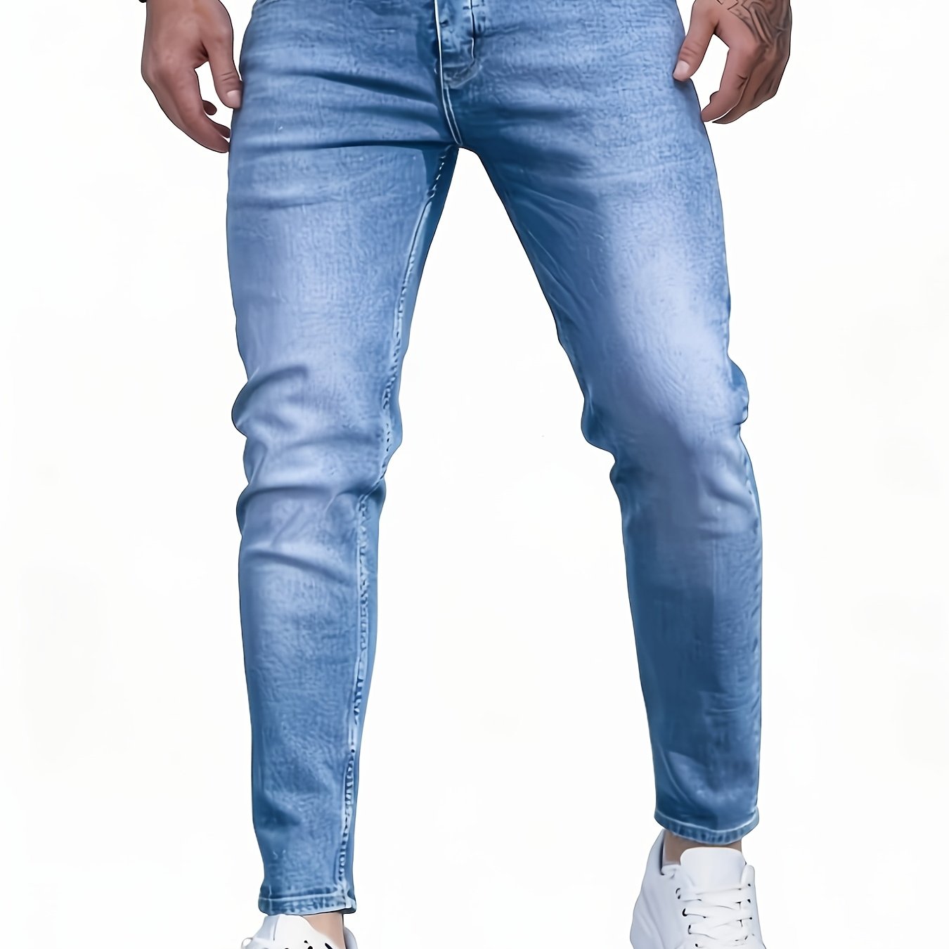 Image of Men' Blue Stretch Skinny Jeans