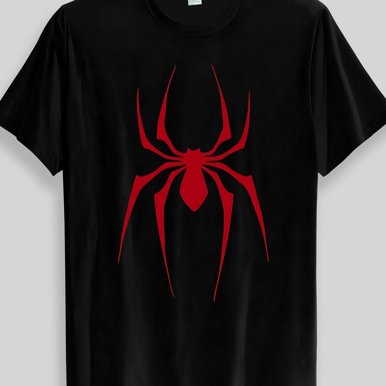 TEMU Red Spider Silhouette On A Black Background, Minimalist And Cool Logo