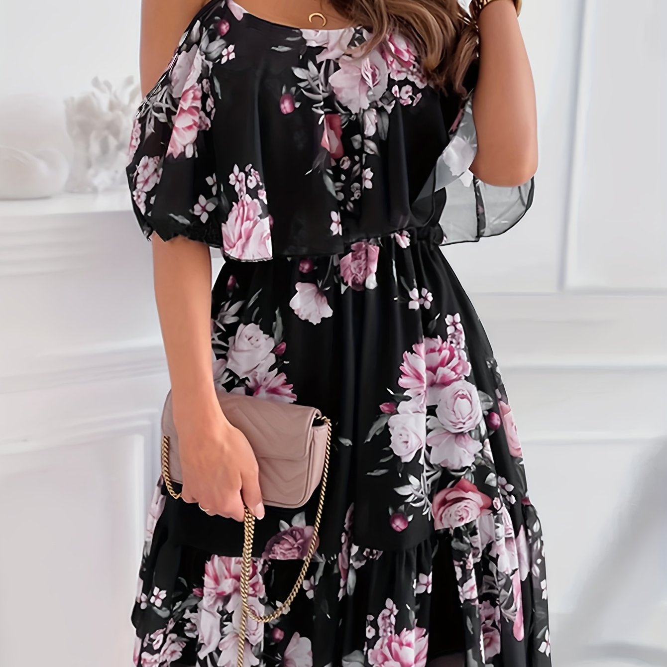 Summer New Floral Print Spaghetti Strap Women's Dress Yt