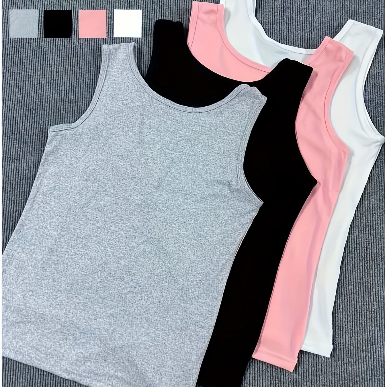 Image of 4pcs Vest Set For Women's Base Vest Anti-exposed Sexy Breathable S Underwear Vest Women Slim Fit Outside And Top