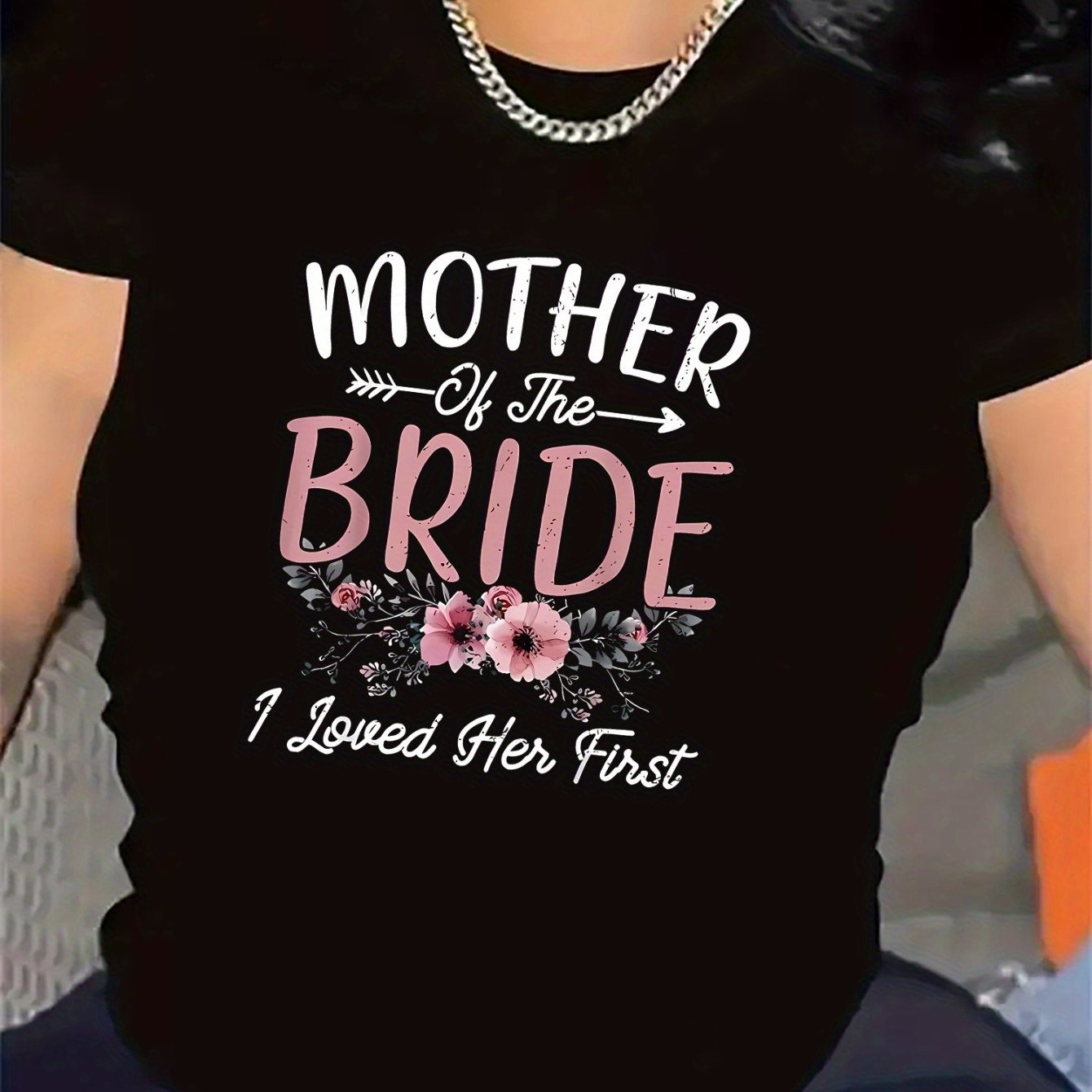 TEMU Polyester Short Sleeve T-shirt For Mother Of The Bride, Durable And Comfortable, Ideal For Wedding Reception, Party, Or Family Gathering,