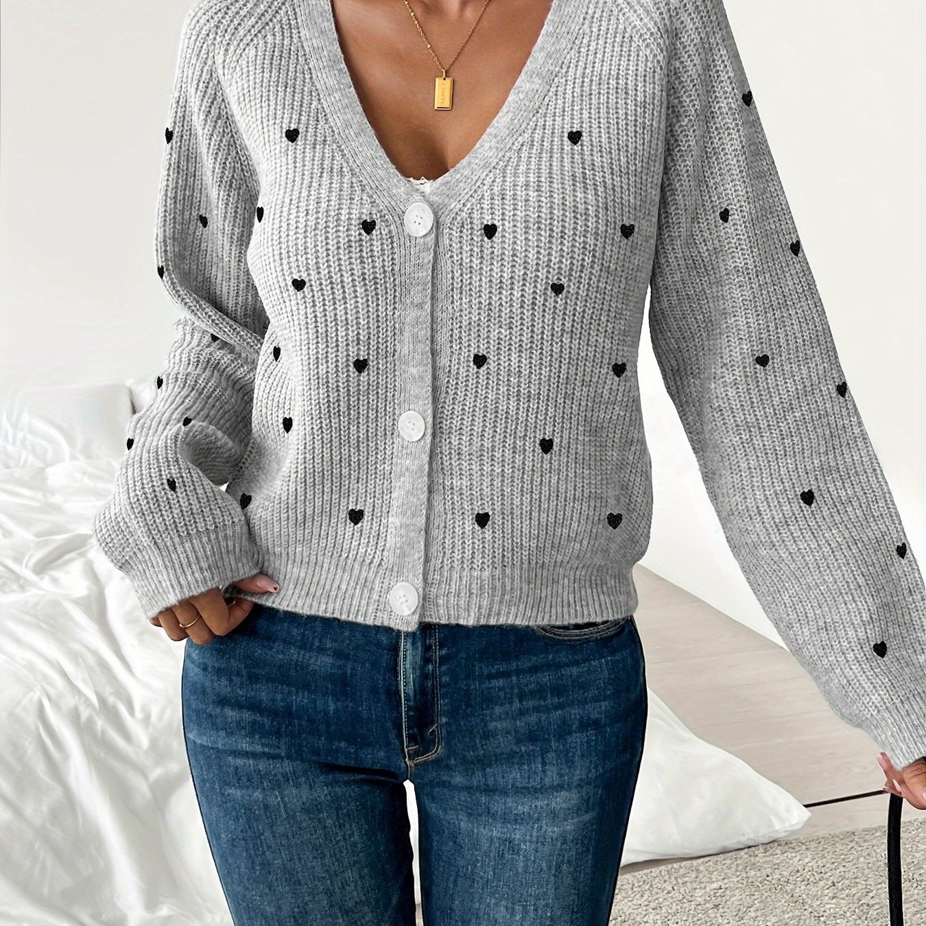 0338b Embroidered Women's Cardigan Long Sleeve