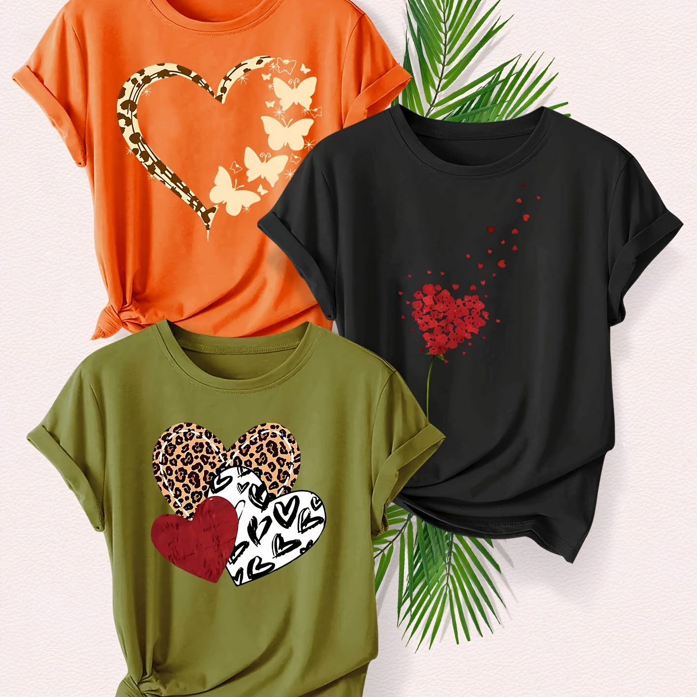 TEMU Love Letter Line Mixed Pack Series Printed Vintage Style Women's Summer Casual Sporty Round Neck Short Sleeve T-shirt S-xxl