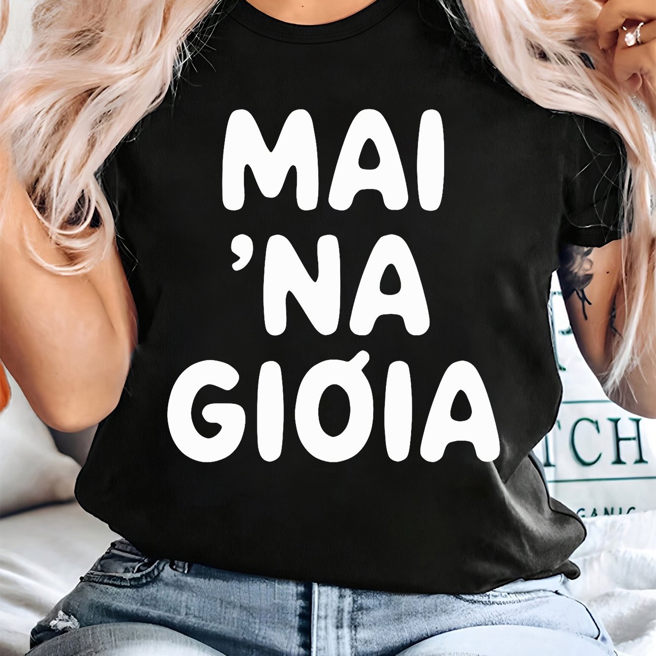 TEMU Plus Size, Gioia Really Great Italian Women's Printed T-shirt Plus Size Women's Short Sleeve T-shirt Fashion Round Neck Casual Neck Pullover