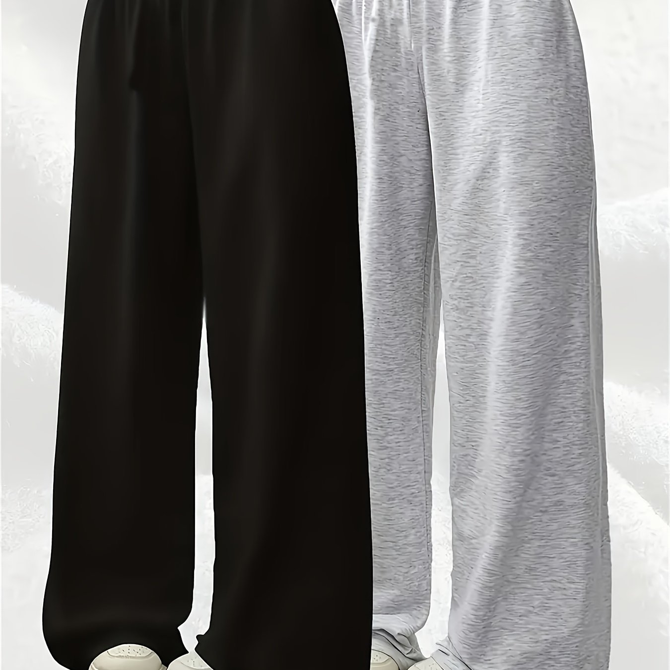 Image of 2pcs Spring/summer/fall Girls' Solid Color Casual Loose-fit Stretch Pants, Versatile Trousers, Perfect For Outdoor,halloween, Autumn Essentials