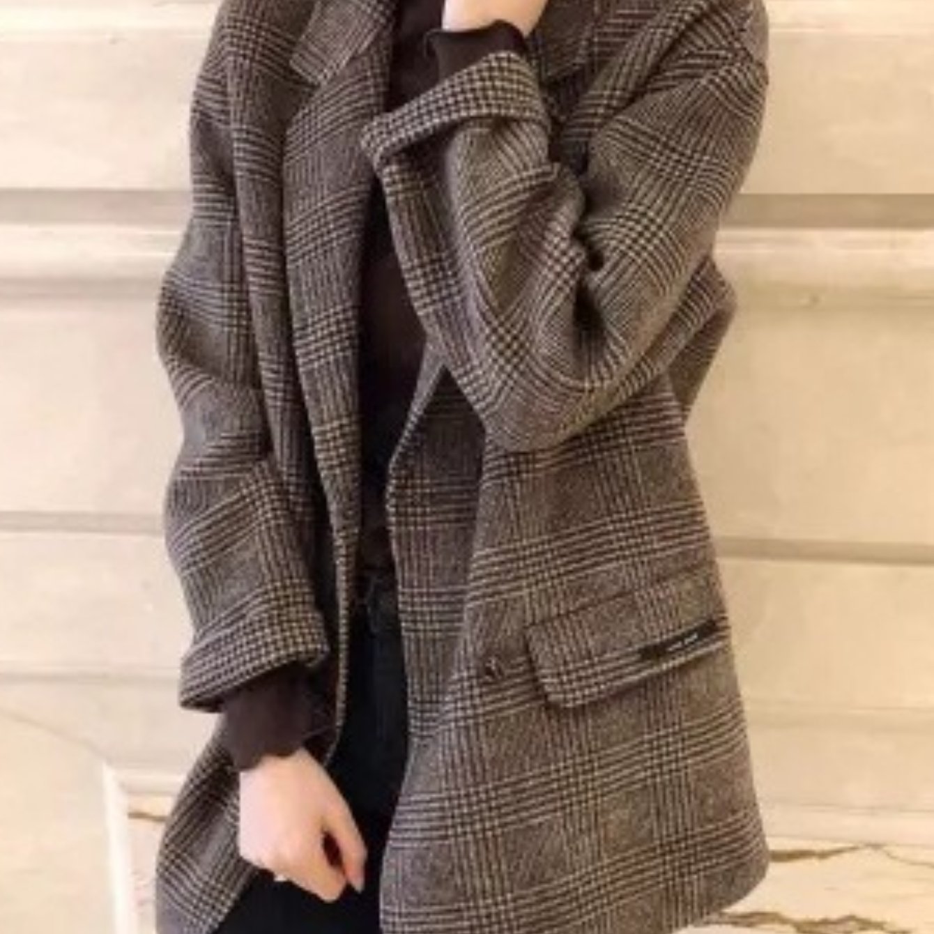 TEMU 【商品名】レディース ジャケット、、スフィット、おしゃれ、着回し力抜群、ストレート、ク、コージー、プレイド、暖か、秋のレディースアパレル、アウター、秋と冬に最適