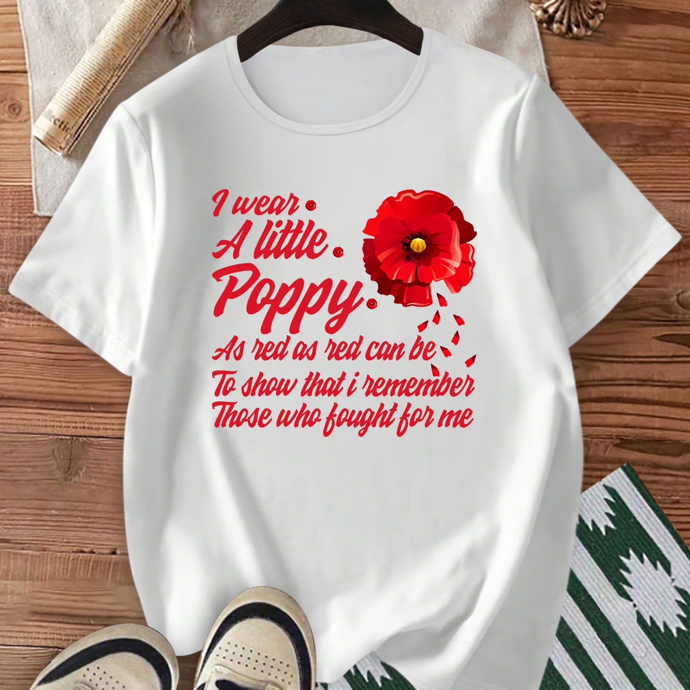 TEMU Plus Size - Plus Size - Stylish Plus-size Women's Clothing Featuring A Red Poppy Flower Pattern, Elegant And Relaxed Fit, Stretchy And Soft,