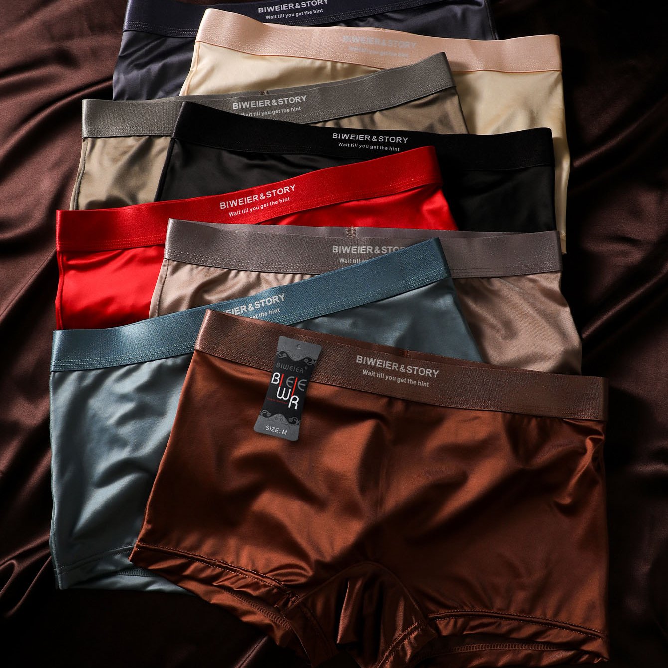 Image of 8pcs Biweier Women's Satin Briefs, High-end And Light Luxury, Soft And Comfortable, Fashionable Underwear, Suitable For Women's Casual Sports