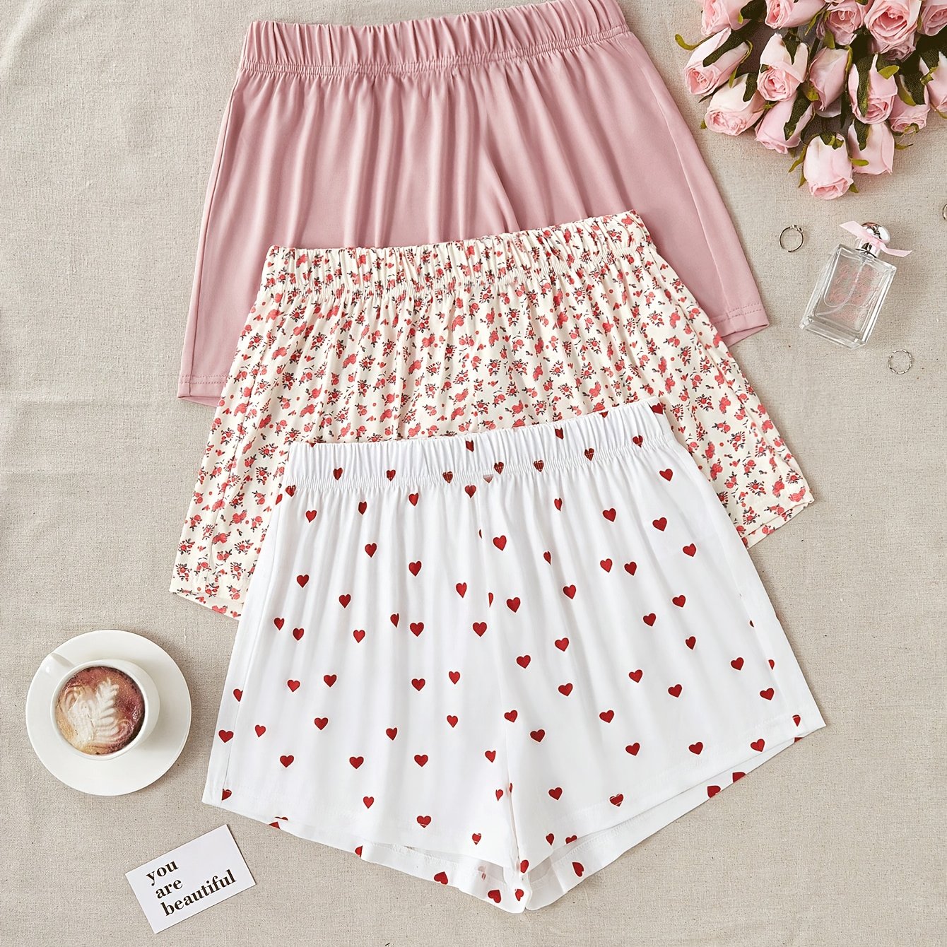 Women's Summer Sleep Pants; Casual Short-sleeved Wear Pants For