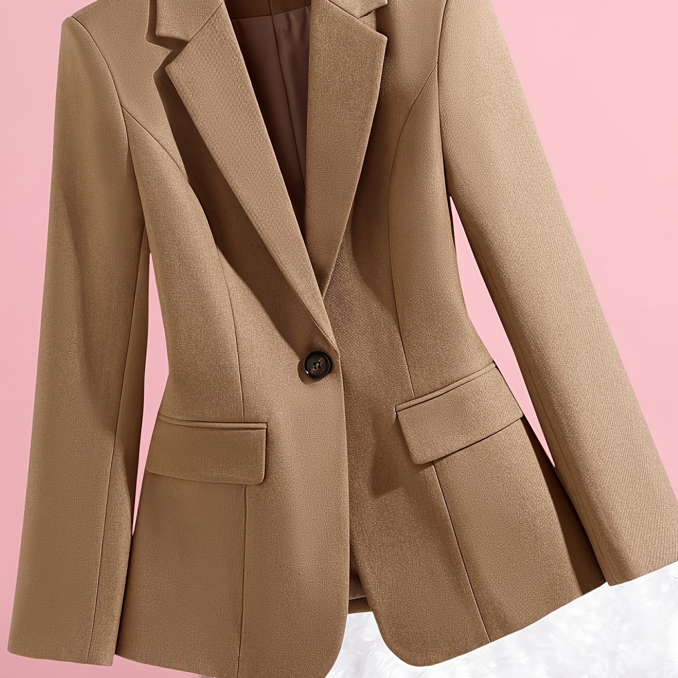 TEMU Eleganter Damen Blazer in Unifarben für 2025, mit langen Ärmeln und regulärer Passform, geeignet für Büro-Business-Outfits im Herbst und Winter,