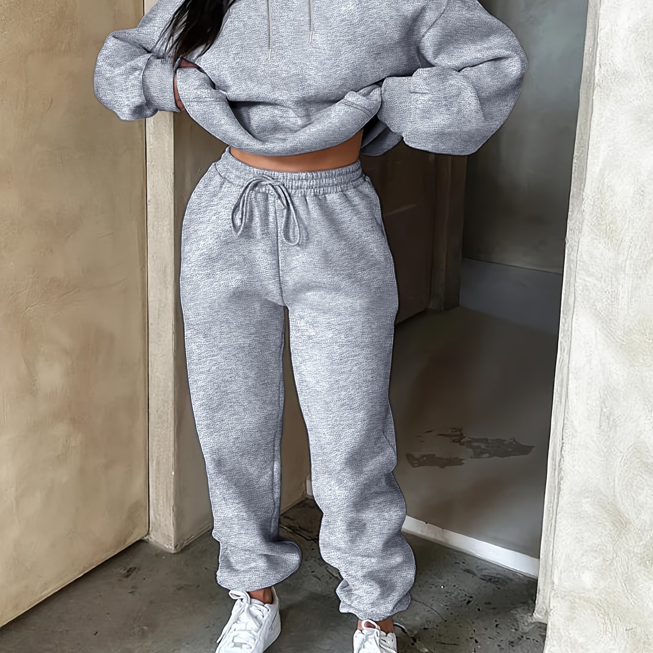TEMU Women's Fashionable Casual Hoodie Set, Fashionable Printed Hooded Sweatshirt Set, Versatile And