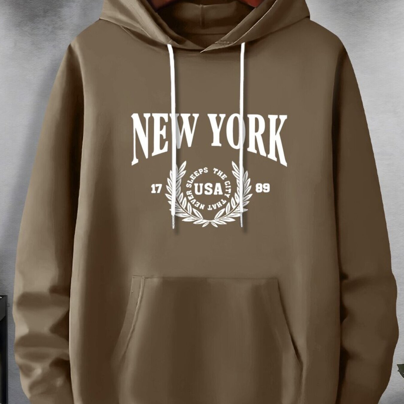 TEMU Fashion Print Hoodie, Men's Plus-size Hoodie, English Print Hooded Hoodie With Kangaroo -size Men's Clothing, Suitable For Winter And Autumn, As