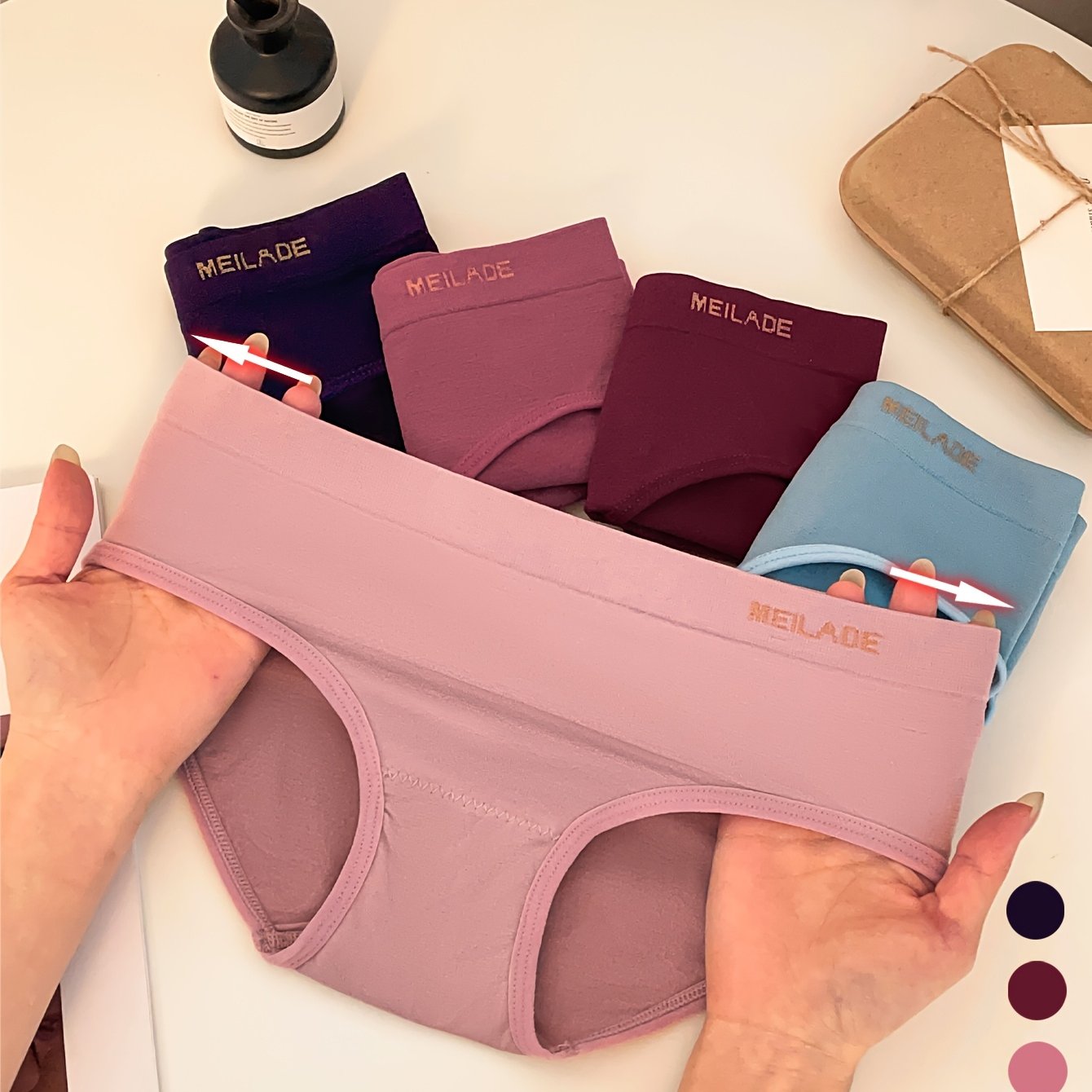 TEMU 5pcs Women's 5pcs Pack Seamless Mid-rise Briefs - Tummy Lifting Underwear, High-elasticity Breathable Panties Suitable For Daily Wear, Elegant