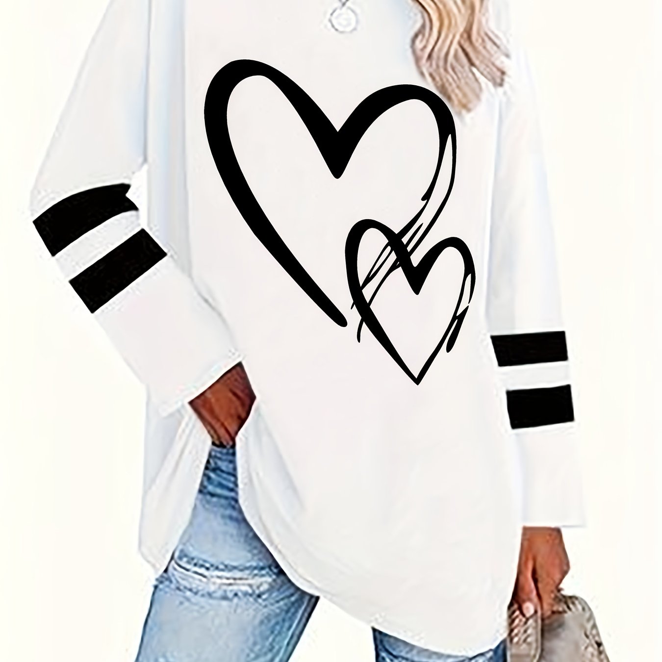 Valentine's Day Targeted , Heart Striped Women's Long Sleeve T-shirt
