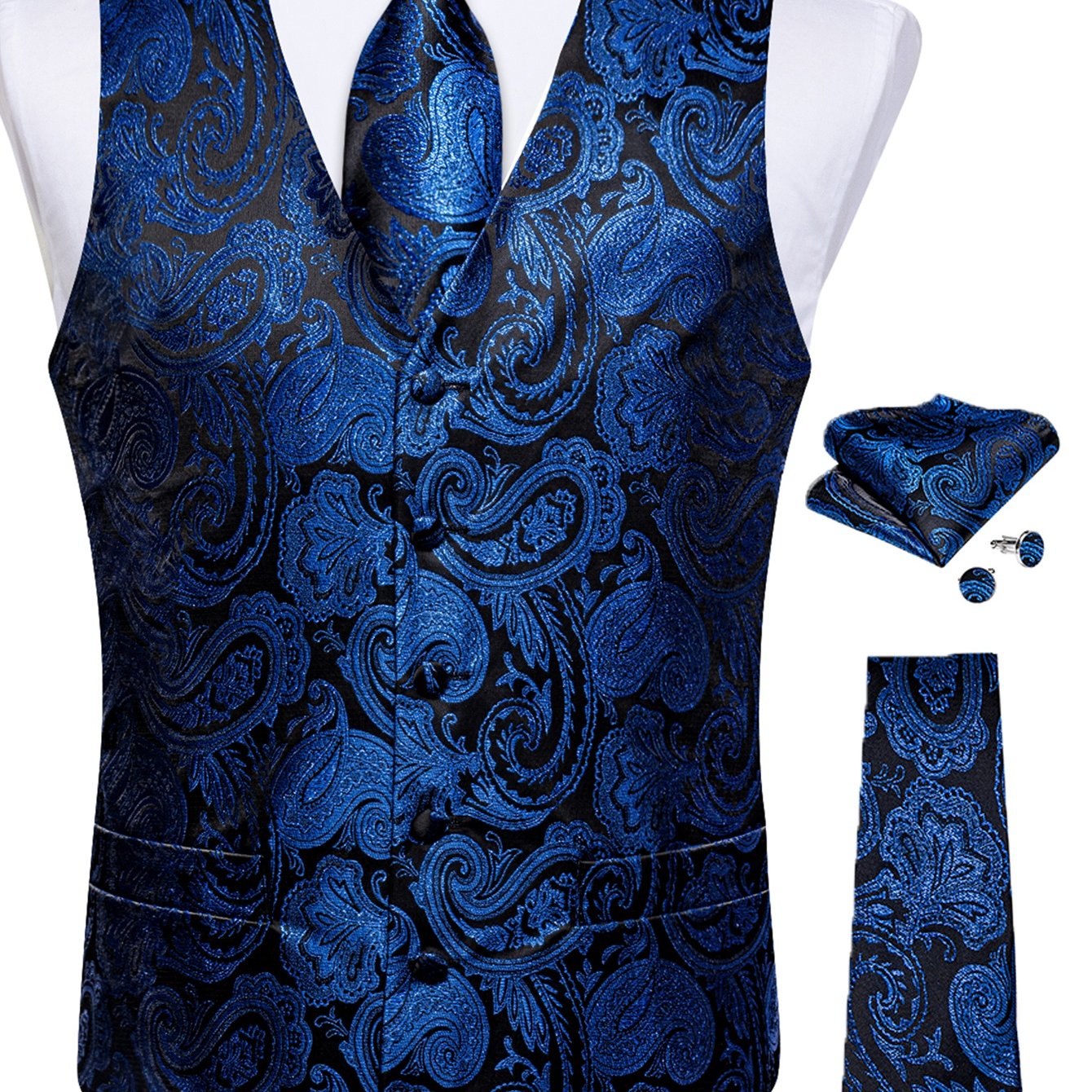 High-quality Paisley Plus-size Men's Suit Vest Set, Suitable For Business Occasions Such As Weddings, Plus Size