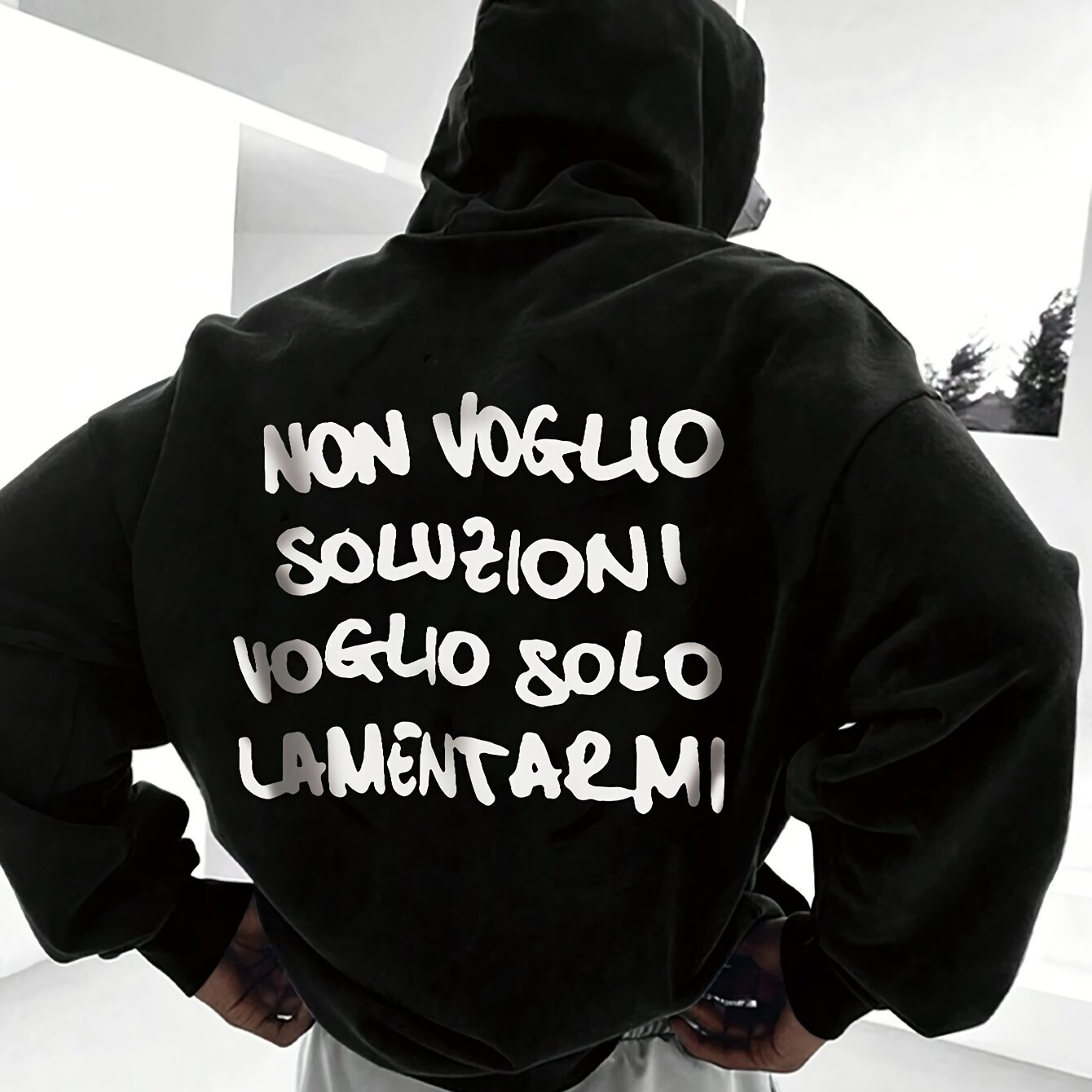 TEMU Men's Casual Hoodie With Letter Print And Fleece Lining For Autumn And Winter, Suitable For Outdoor Activities