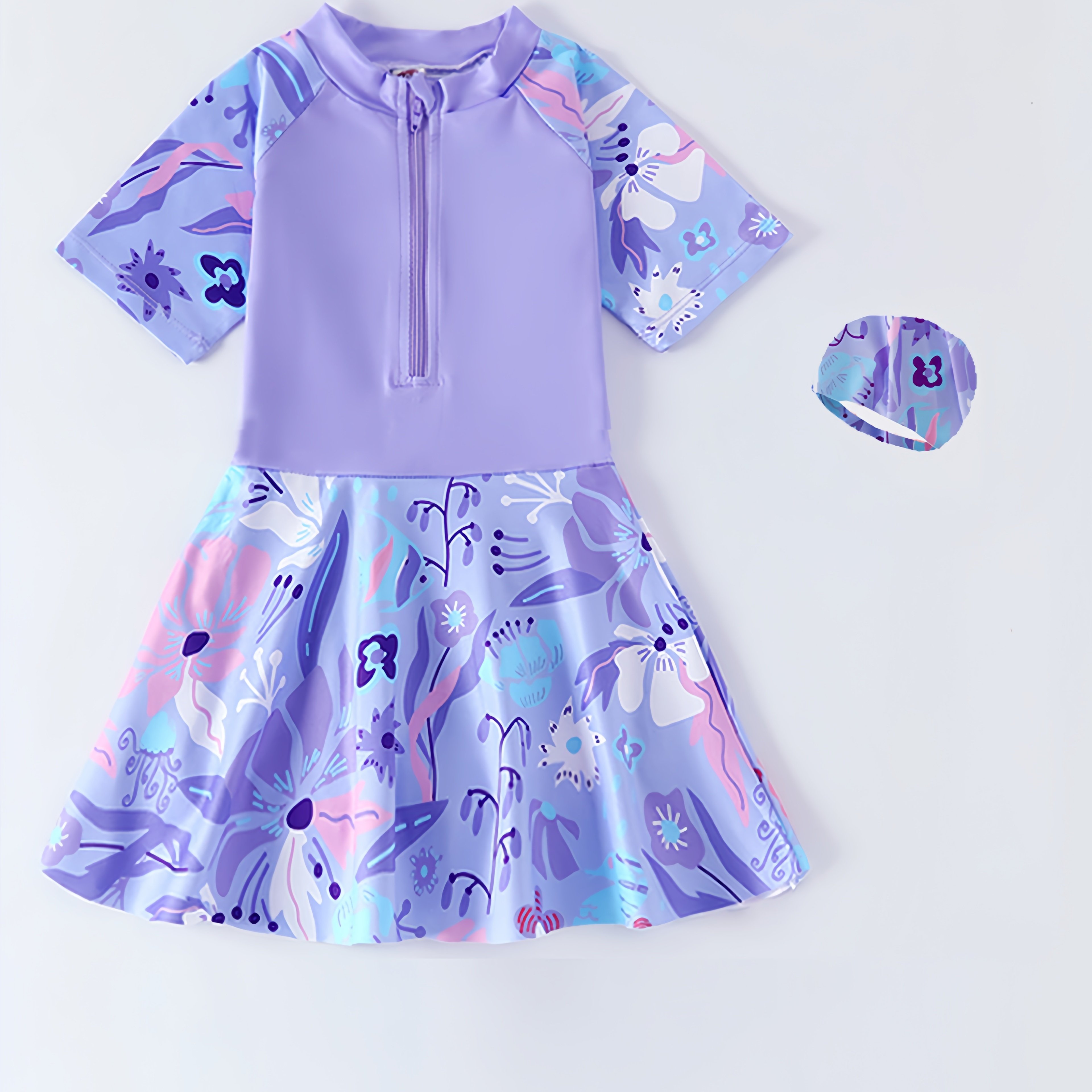 Image of Swimwear Girls' One-piece Swim Dress Swimsuit Kids Girls' One-piece Swimming Suit Beach Vacation Swimwear Swimming Pool