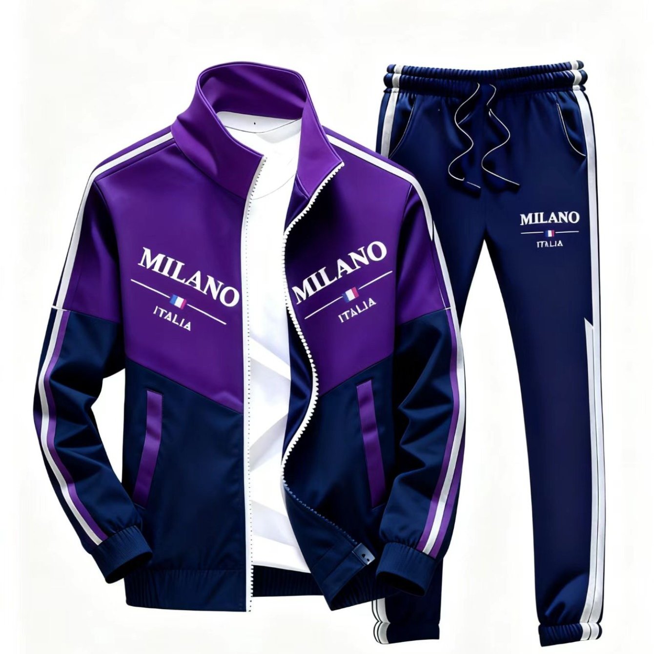 Image of This Fashionable Men's Tracksuit Of A Jacket And Matching Sweatpants, Making It An Gift For During The