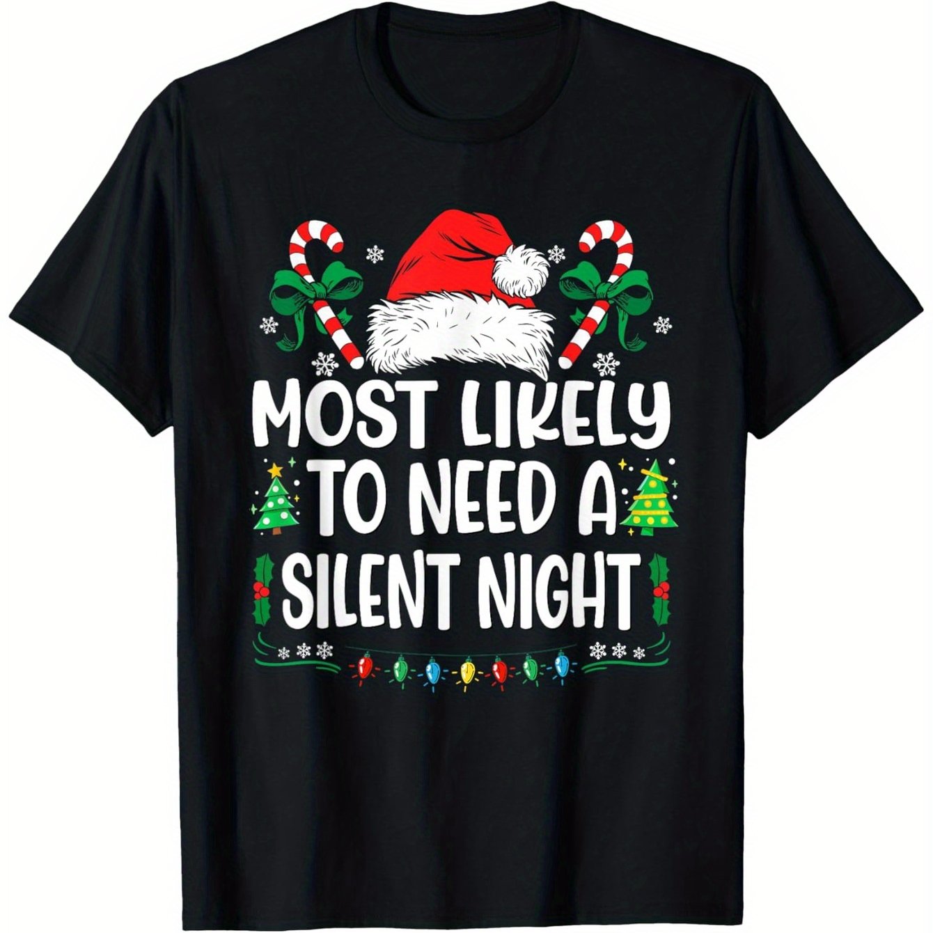 TEMU T-Shirt Assorti "Le Plus Susceptible d'Avoir Besoin d'une " pour Noël, Manches Courtes Homme et Femme, 100% Coton, Tailles S-XXXL