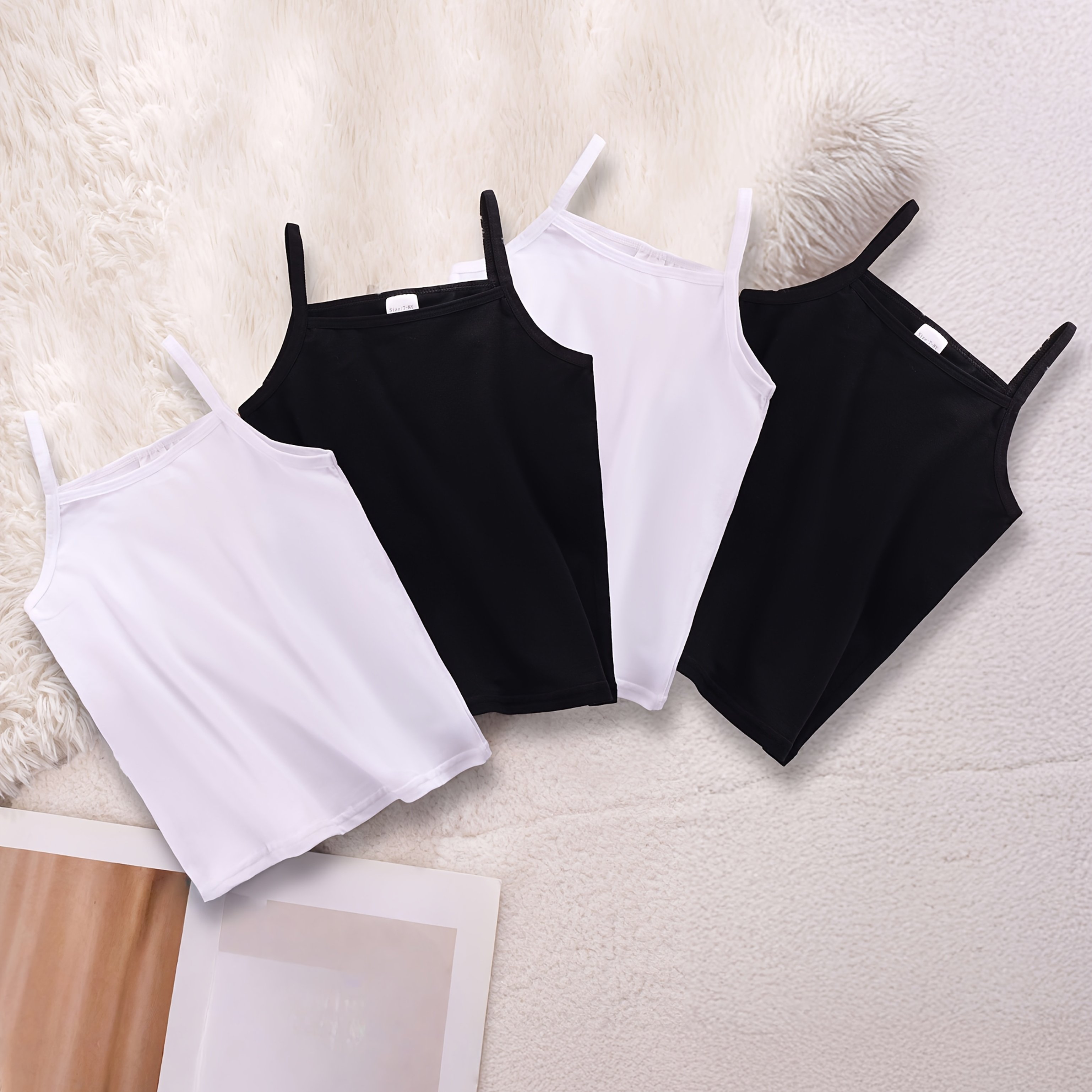 4-pc Girls' Solid Color Strapless Tank Tops | Casual, Medium Stretch Fabric, Sleeveless, Regular Fit