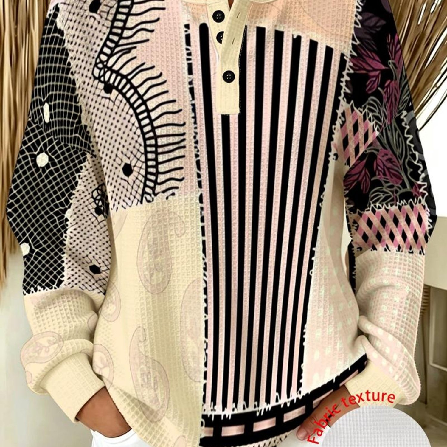 TEMU Plus Size, Plus Size Women's Vintage Sweatshirt, And Mix. Features , Polka Dot, , Floral, Lace, Striped, And Paisley Print Patterns. Stylish And
