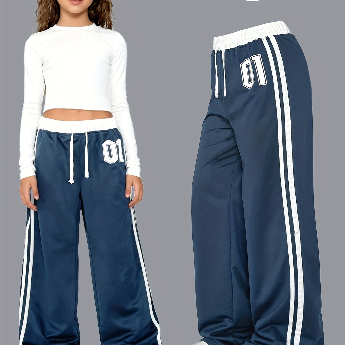 E-shop Mädchenbekleidung: Neue Herbst/Winter-Kollektion für Mädchen, mit Digitaldruck Gürtel-Patchwork, lässige sportliche Streetwear im Vintage-Stil,