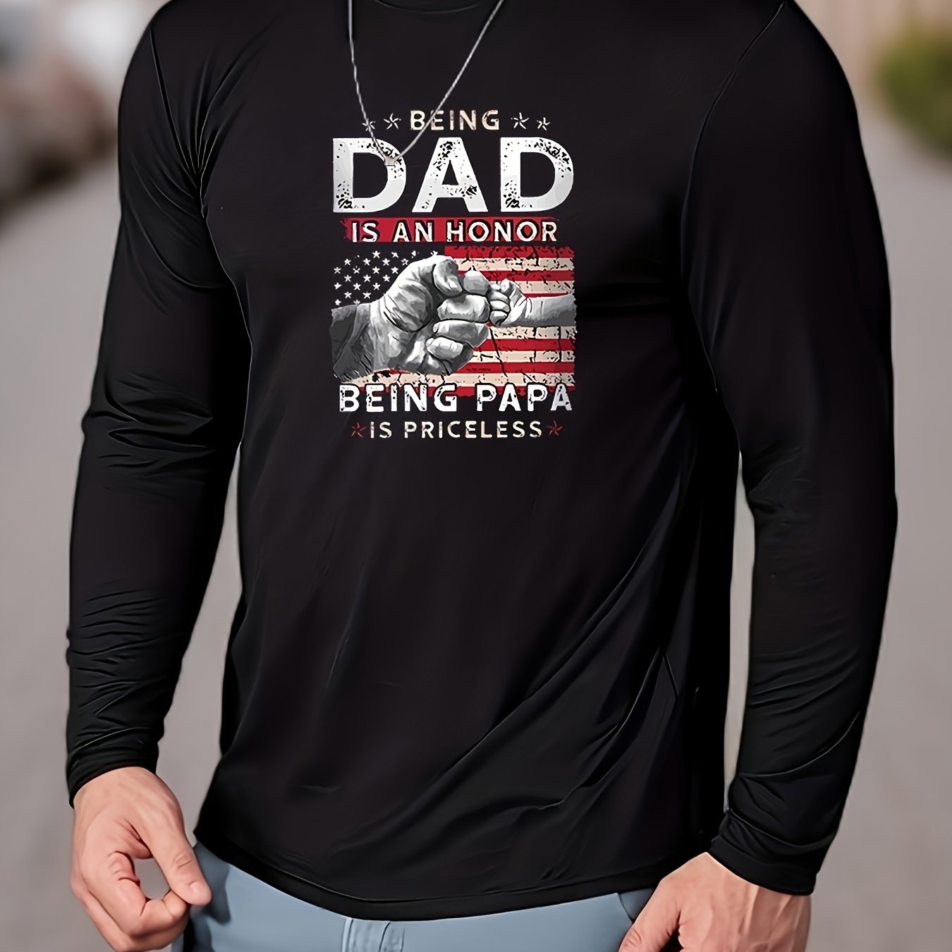 TEMU Priceless Dad Graphic Long Sleeve T-shirt - In Being A Father