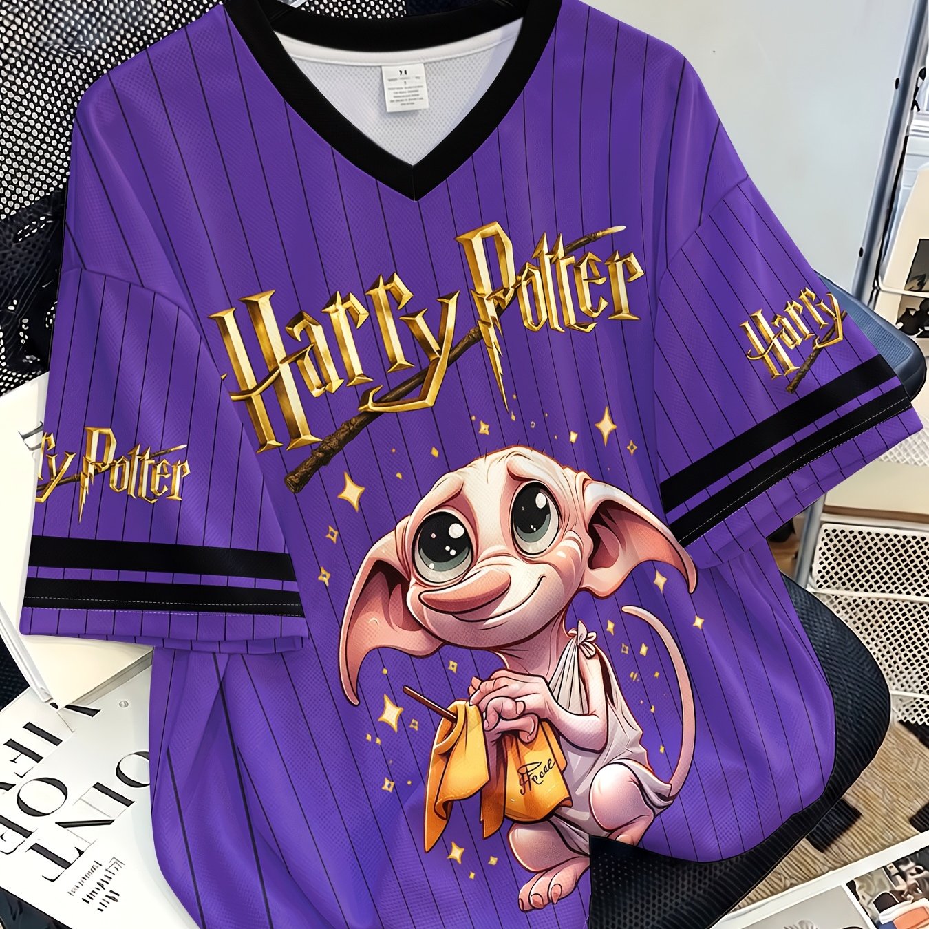 TEMU Plus Size, Harry Potter.dobby.themed Casual Wear, Fashionable, Trendy, Comfortable And Versatile, Parties, Camping, Summer , Plus-size Women's