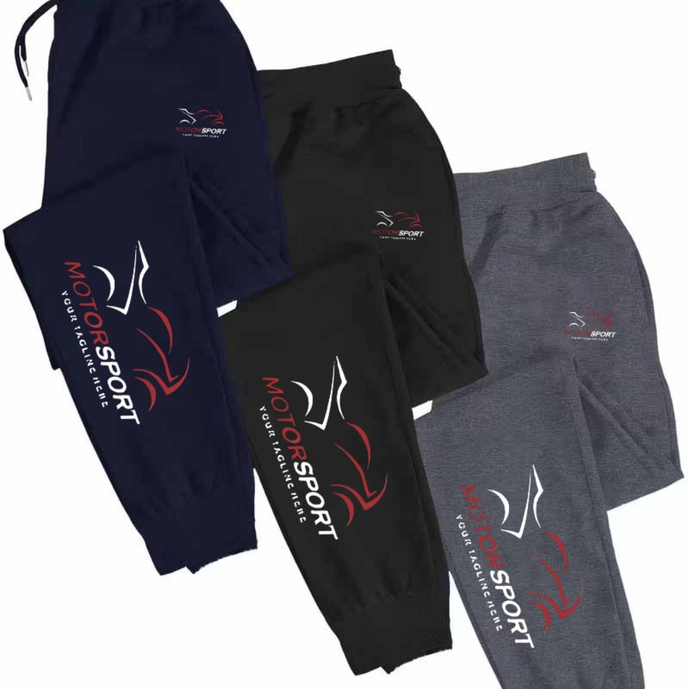 TEMU Lot de 3 pantalons de sport décontractés pour homme à imprimé sport automobile | Polyester tricoté avec taille élastique à cordon de serrage,