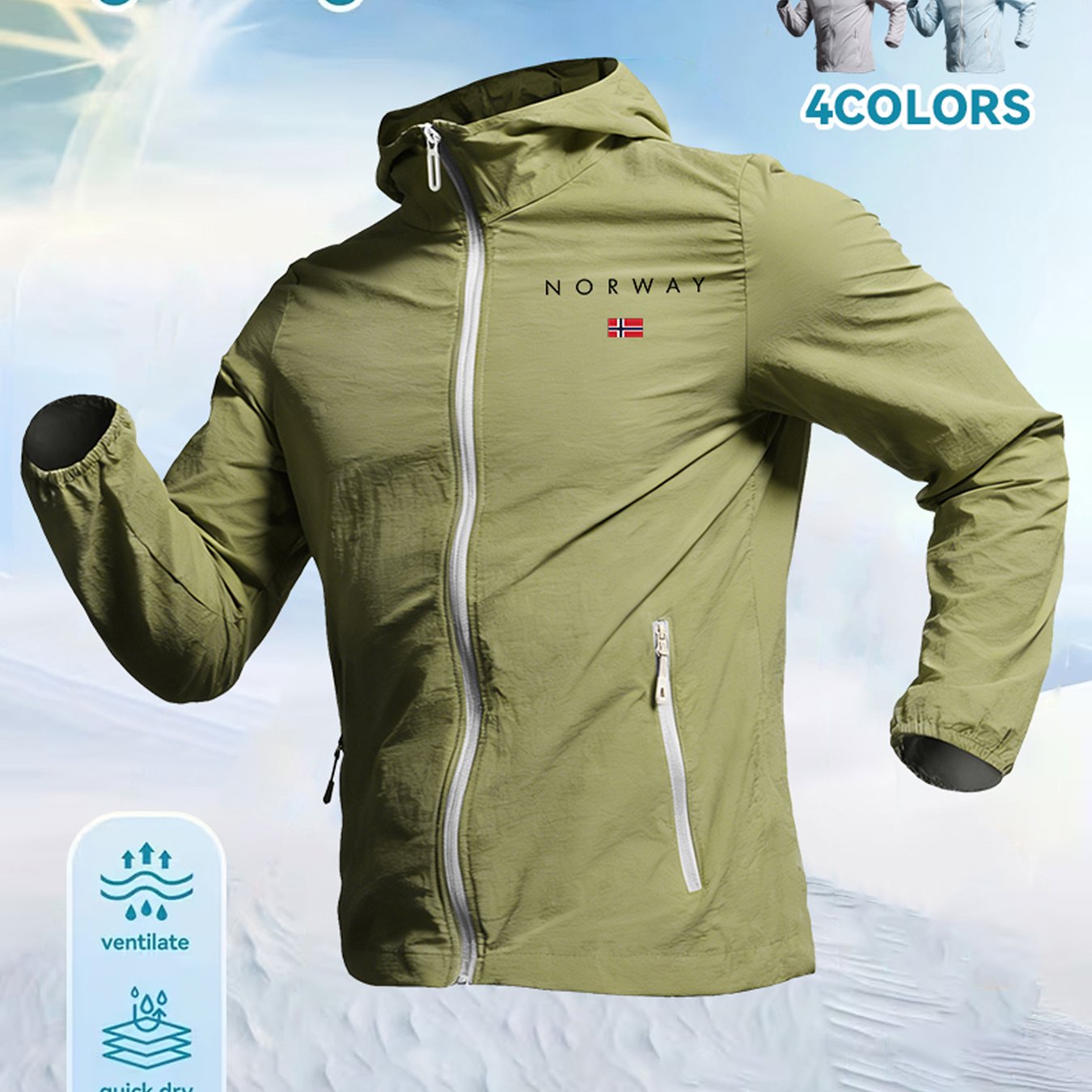 TEMU Men's Weiguo Flag Print Lightweight Undershirt, Breathable Lightweight Hooded Jacket, In 4 Colors, Suitable For Hiking, Running, Traveling,