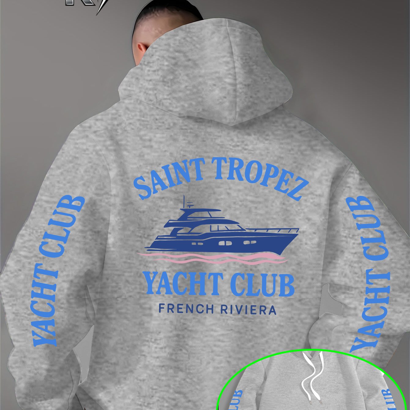 Image of Symbol Hooded Sweatshirt, Fresh Elegant Yacht Club Yacht Club Pattern Print, Carrying , Symbol For Enthusiasts! Men's Hooded Sweatshirt, Premium Skin-friendly Fabric