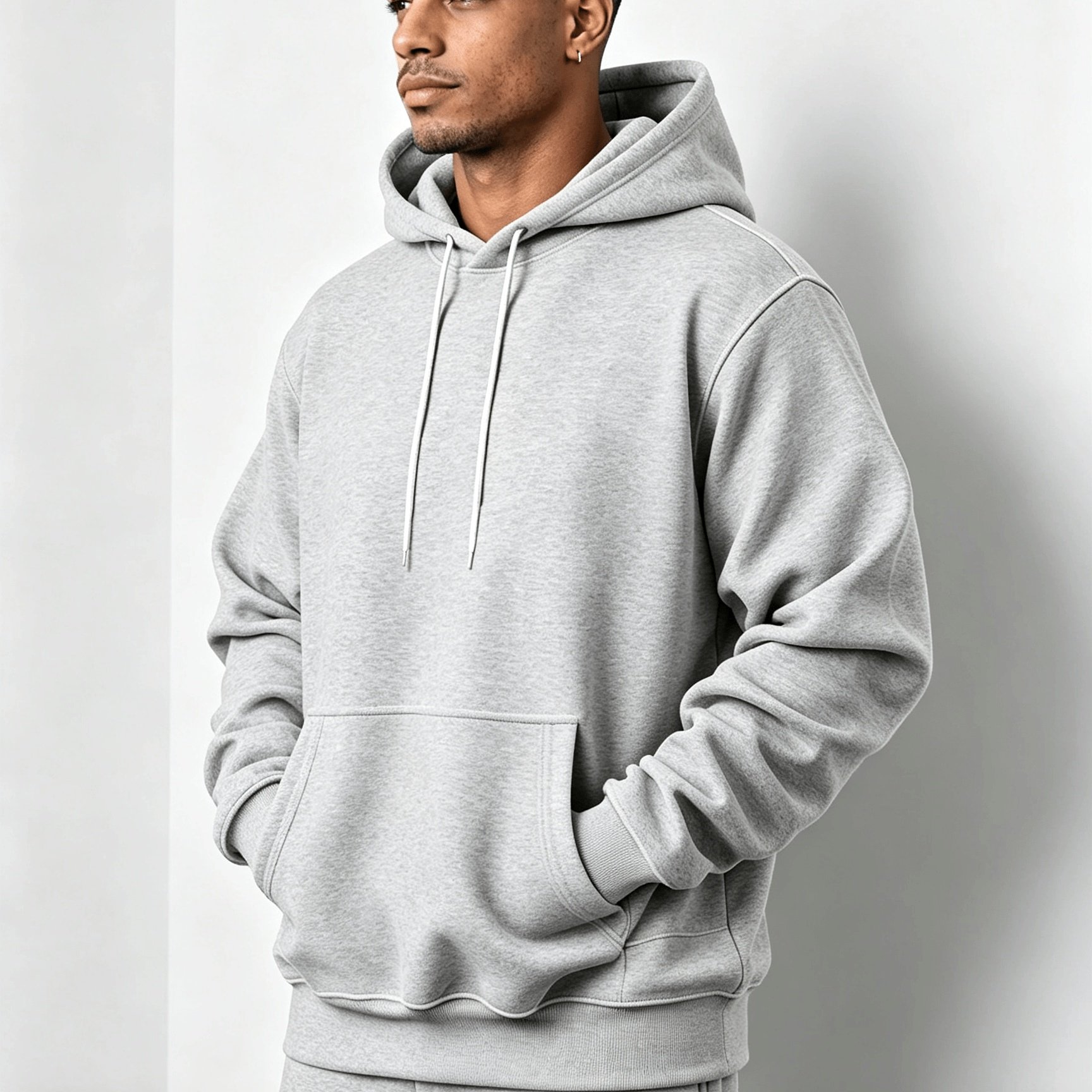TEMU Men' Color Hooded Sweatshirt Autumn Winter Fleece-lined Pullover With Kangaroo Pocket Loose Casual All-match Fleece Top