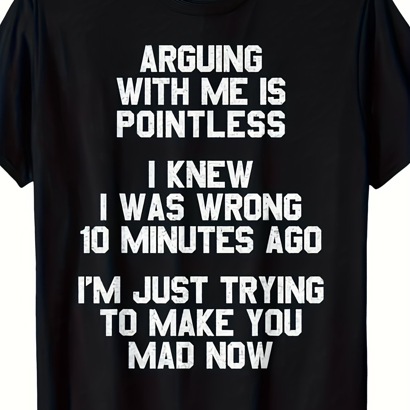 TEMU Quotin Aruin Funny Quote T-shirt Suitable For - Heavy Retro Humorous Text Print Round Neck Casual Tee, Machine Washable Casual Attire With