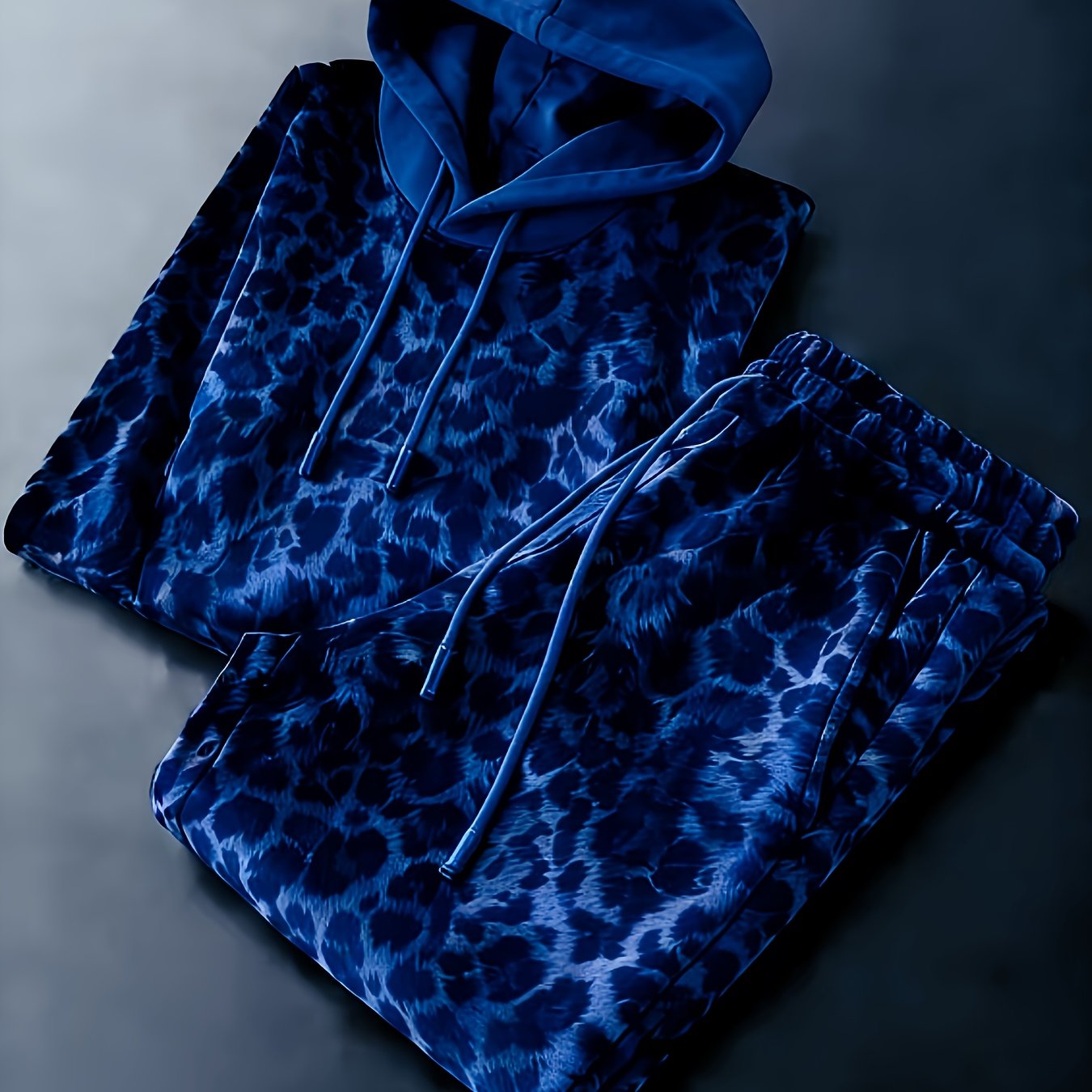 TEMU Set pezzi, completo felpa con cappuccio e leggings stampato in 3D con stampa leopardata blu abissale , completo taglie forti e vestibilit� da ,