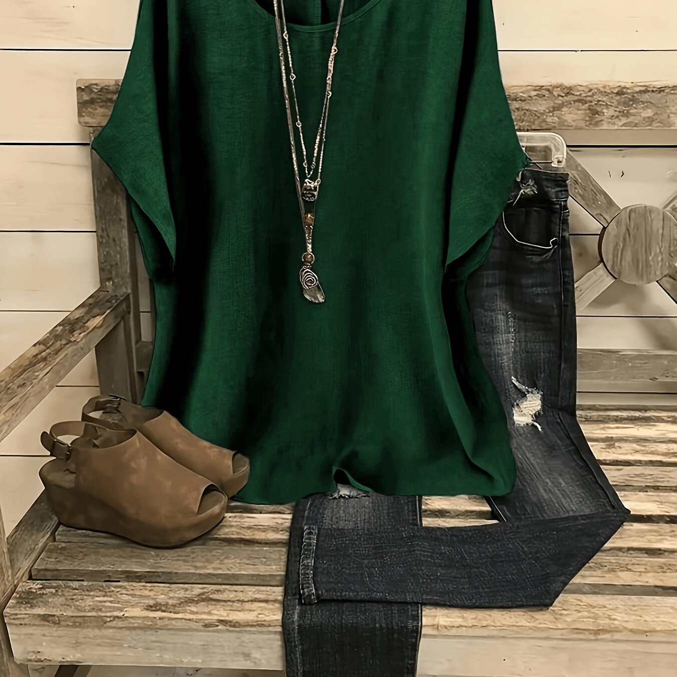 TEMU Plus Size, Vintage Artistic Fashion Loose Size Women's Top