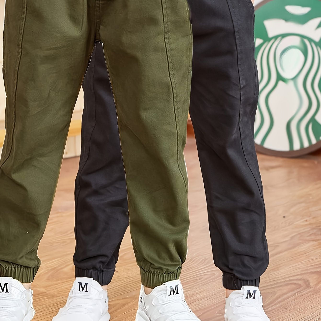 2pcs Boys' 80% Solid Color Jogger Cargo Pants, Stylish Outdoor Casual Trousers With Cargo Pockets, For Outdoor