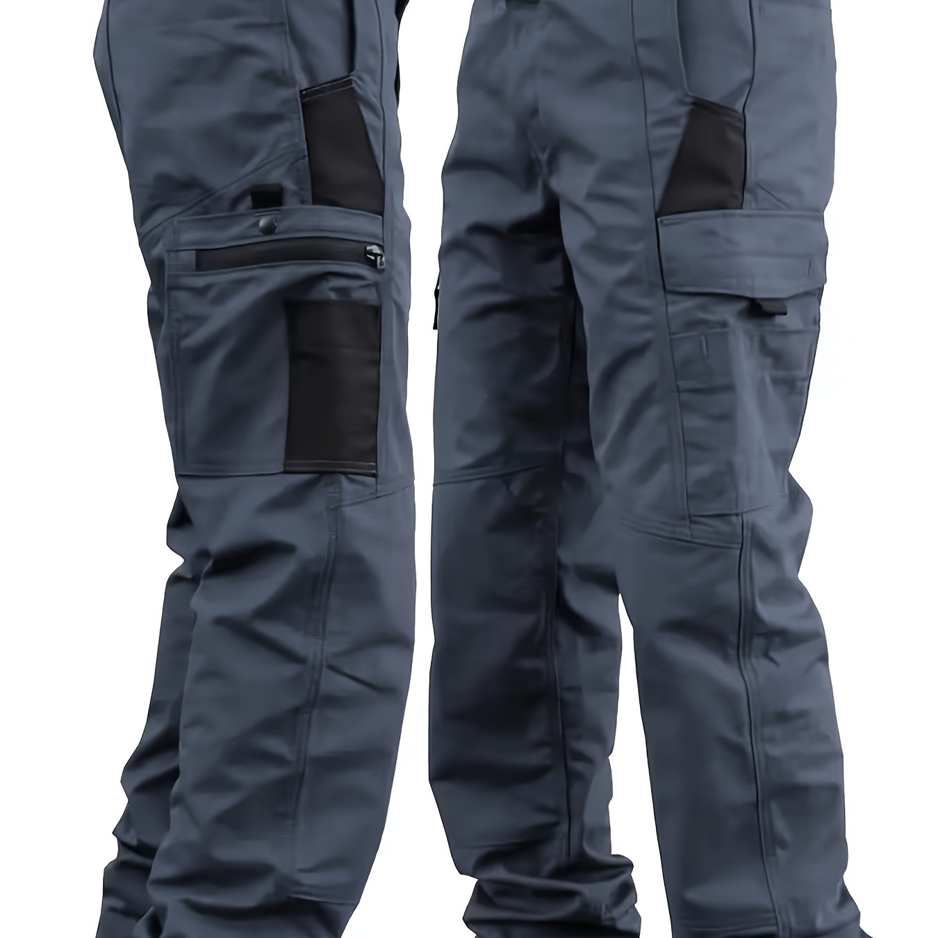 TEMU Pantalones de trabajo para hombre, duraderos y resistentes al , con múltiples bolsillos, cintura elástica, diseñados para senderismo casual, y