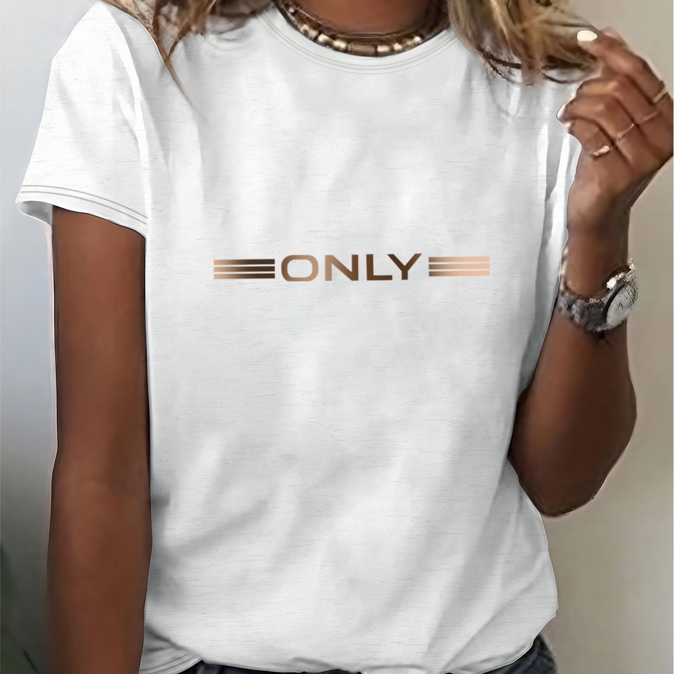 TEMU Simple And Stylish Women's Only Letter Print Short-sleeve T-shirt For Daily Casual And Commuting Wear