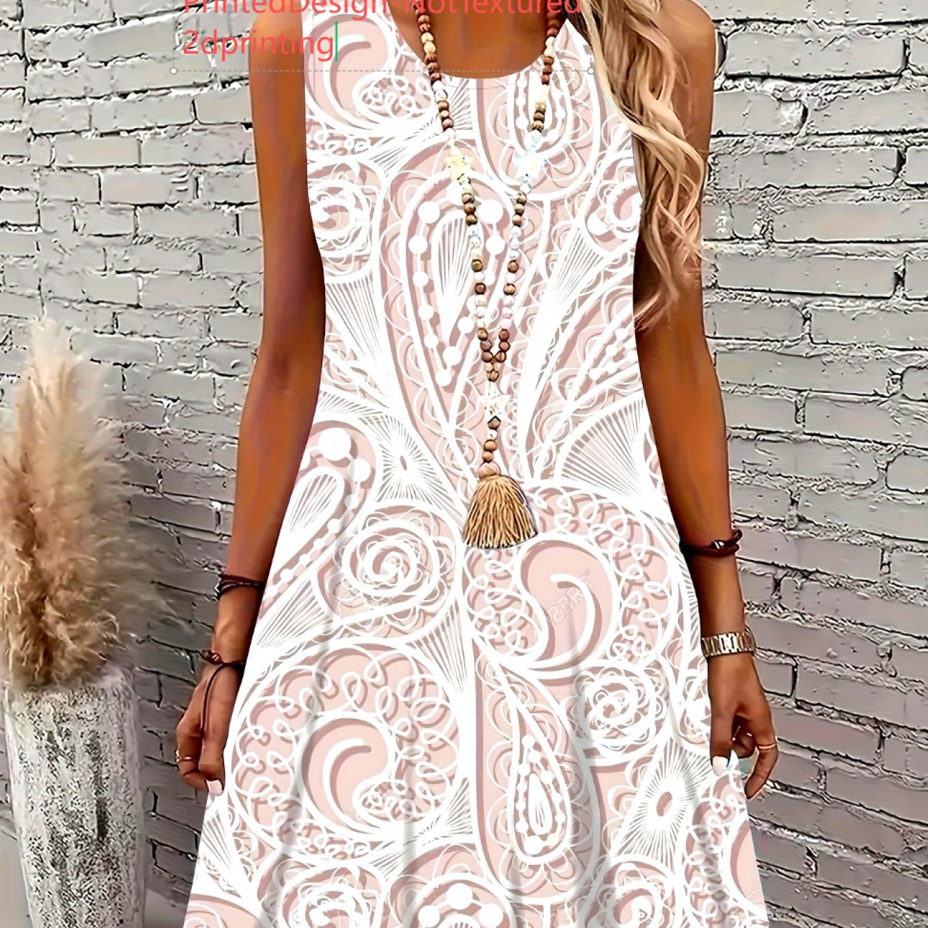 TEMU Bedrucktes Design - Unstrukturiertes 2D-Druck Damen Elegantes Kleid mit Spitzendruck, schulterfreies A-Linien-Design. Dieses Sommerkleid ist im