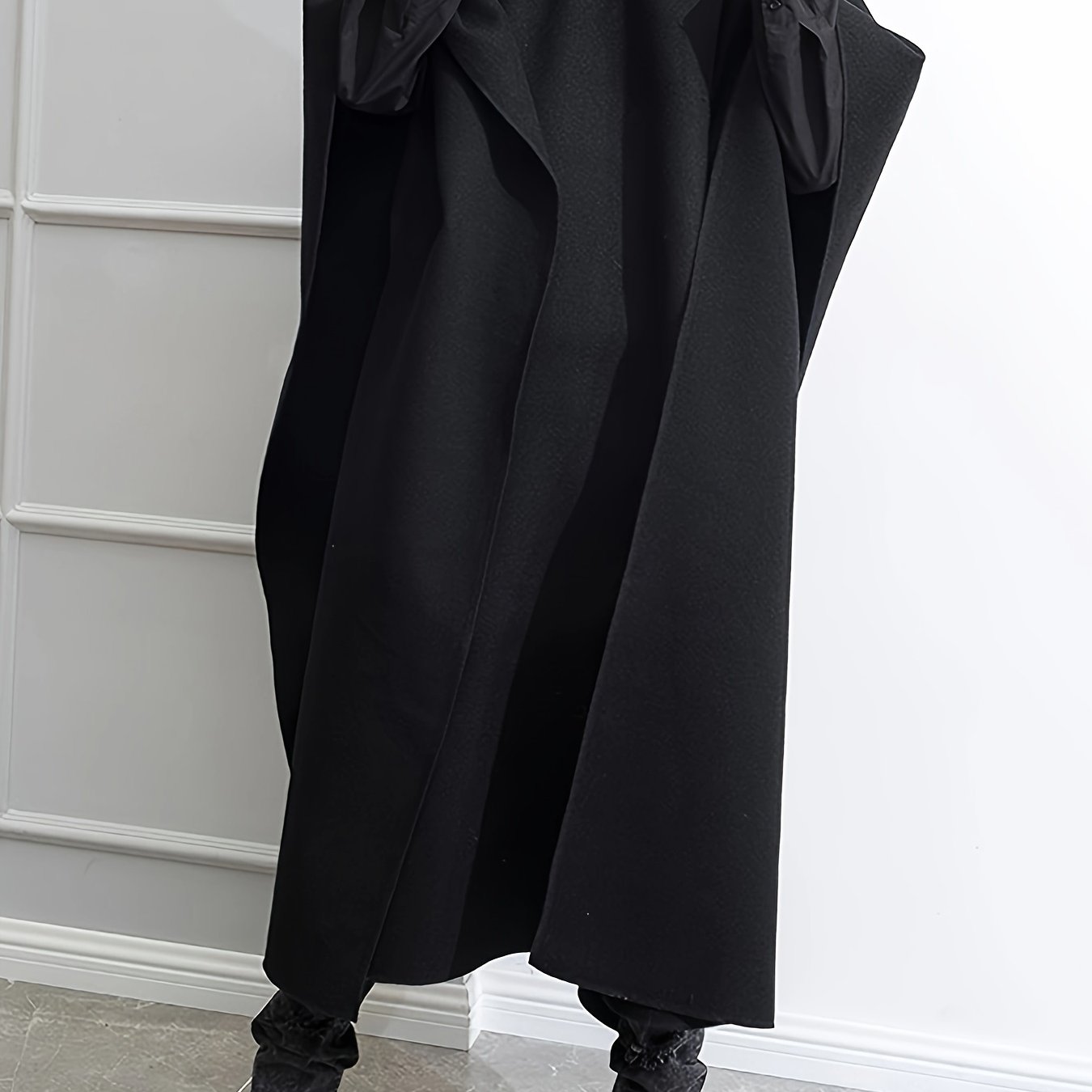 Image of Incerun Stylish Asymmetrical Hooded Cape For Men, Relaxed Fit Lightweight Coats With Long Sleeves, Vintage Punk Outerwear Jackets For Fall, Plus Size, Baddie Clothes