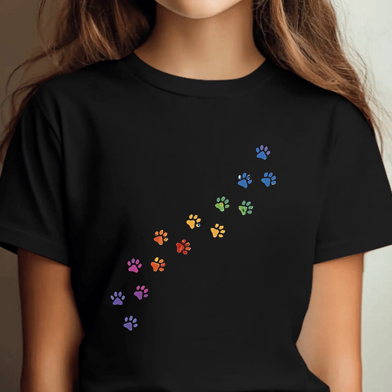 Image of Summer Girls' Fashion Round Neck T-shirt, Casual And Comfortable, 95%, Print T-shirt