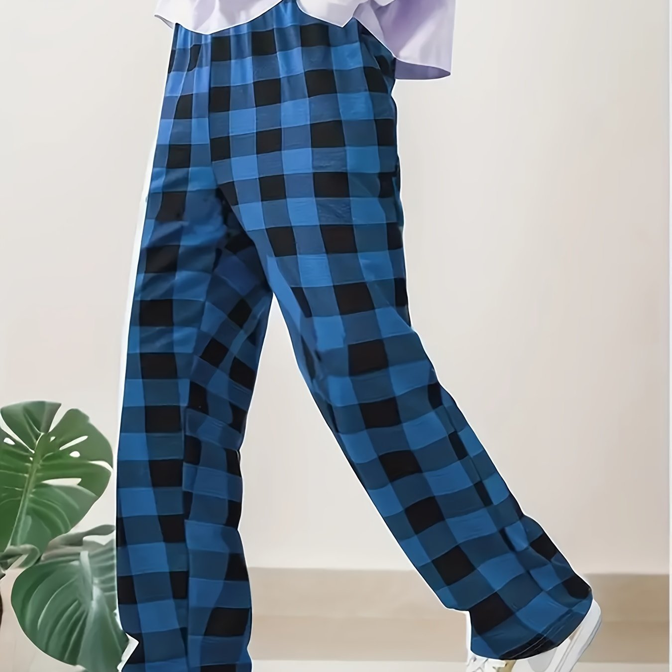 Classic Plaid Pajama Pants Men's Loose Loungewear Comfy Stretch Drawstring Pj  Bottoms Sleepwear