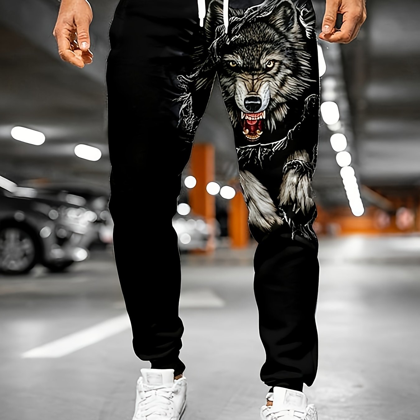 New Wolf Graphic Print Pants Men Sportwear Joggers Long Pants Men's Outdoor  Fashion Sweatpants Male Hip Hop Casual Trousers