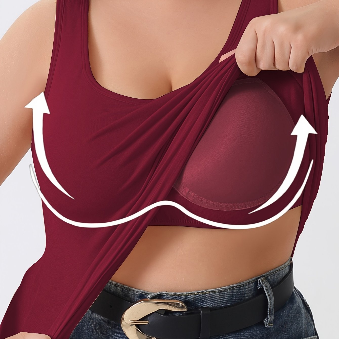 Plus Size Women's Comfortable Wide Shoulder Strap Casual Vest, 2-in-1 Built-in Bra Pad No Underwear Needed, -1 Cup Vest Versatile , Wearable Inside And Outside, 1xl-5xl