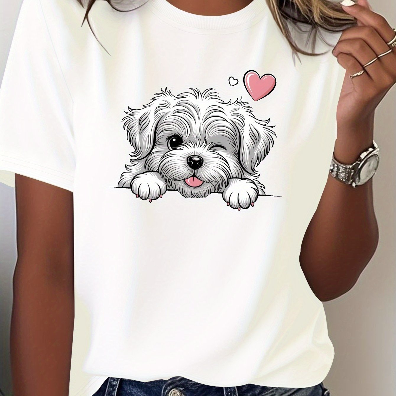 Plus Size, Fluffy Maltese Puppy Women's Pure Comfortable T-shirt