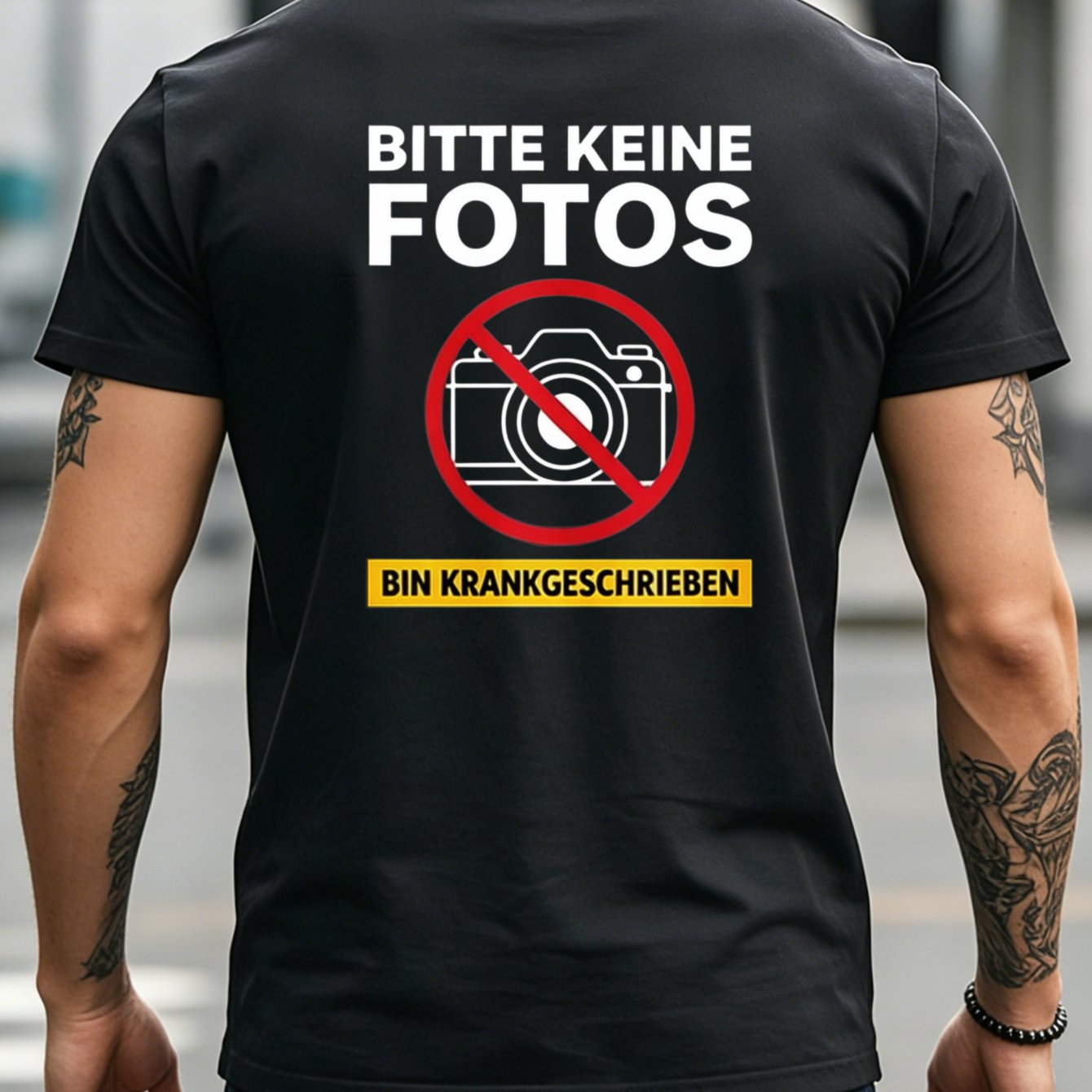 Edition Funny German Text Tshirt Bitte Keine Fotos Bin Schreibend I'm With White Print & German Lettering Casual Round Neck Short Sleeve Tee For Writers
