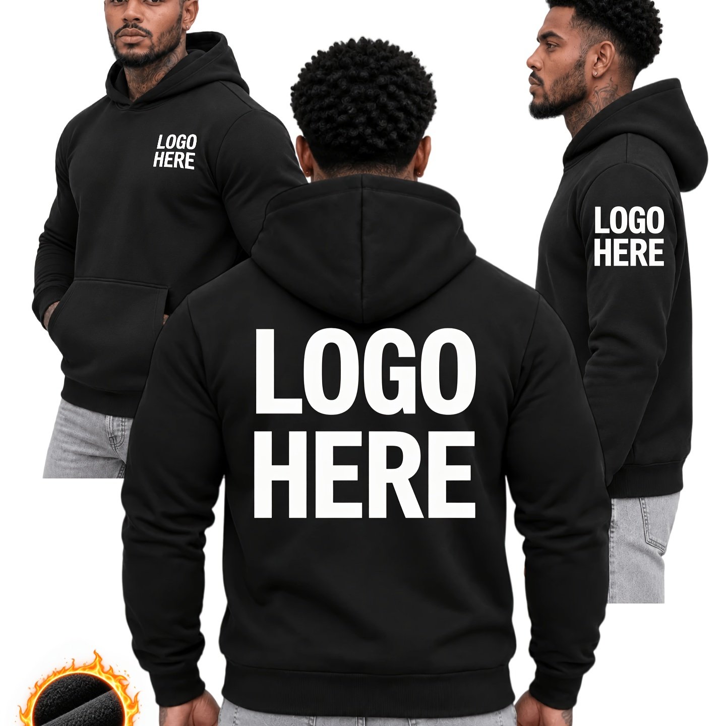 TEMU Sweat à capuche personnalisable pour homme, automne/hiver, sweat à capuche à impression plate, sweat à personnalisation en zones, style sportif