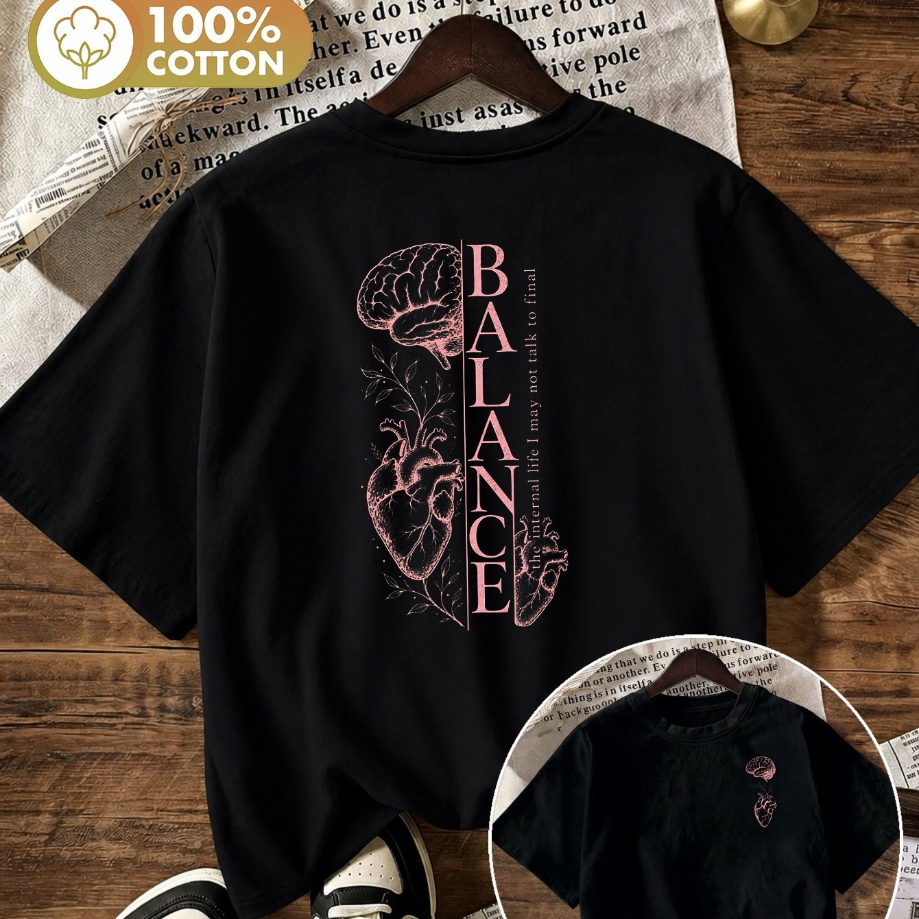 Image of Women's Oversized Graphic T-shirt Balance Streetwear Summer Trendy Retro Aesthetic Fashion Top Dx0754bw
