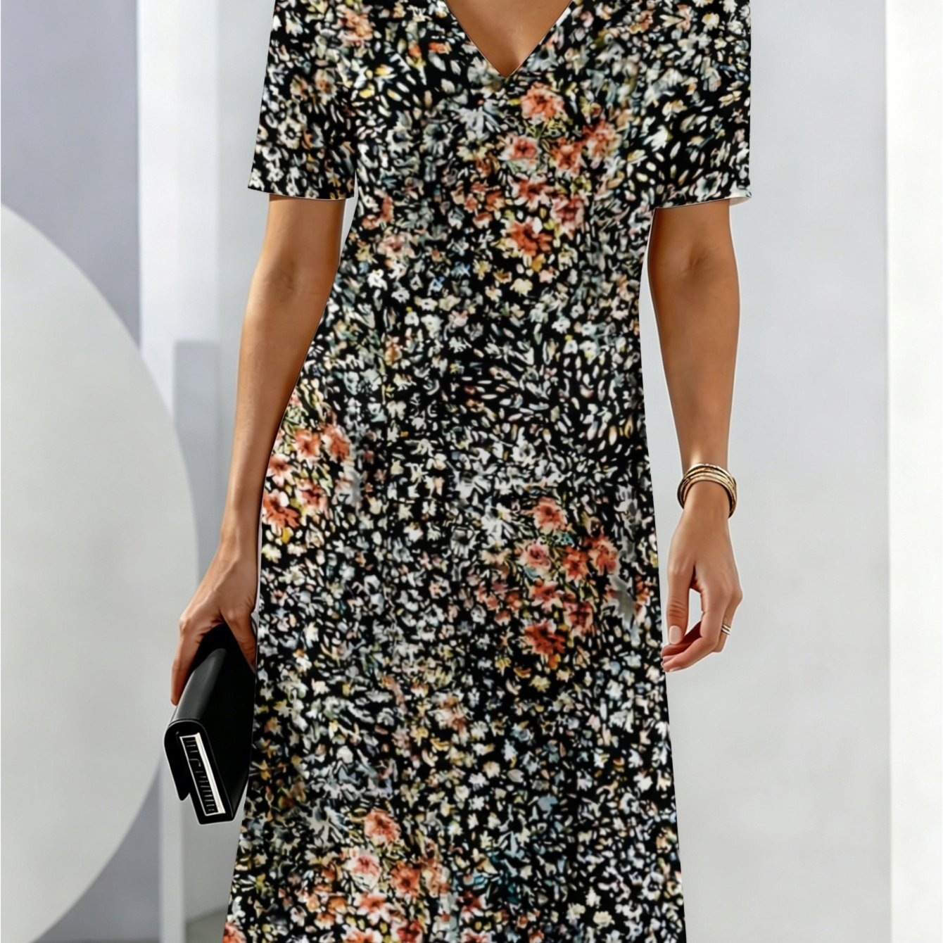 Women's Summer Dresses Floral Print Pattern Dress Design Breathable And Comfortable Summer Wear Deep V-neck Cool And Breathable For Her
